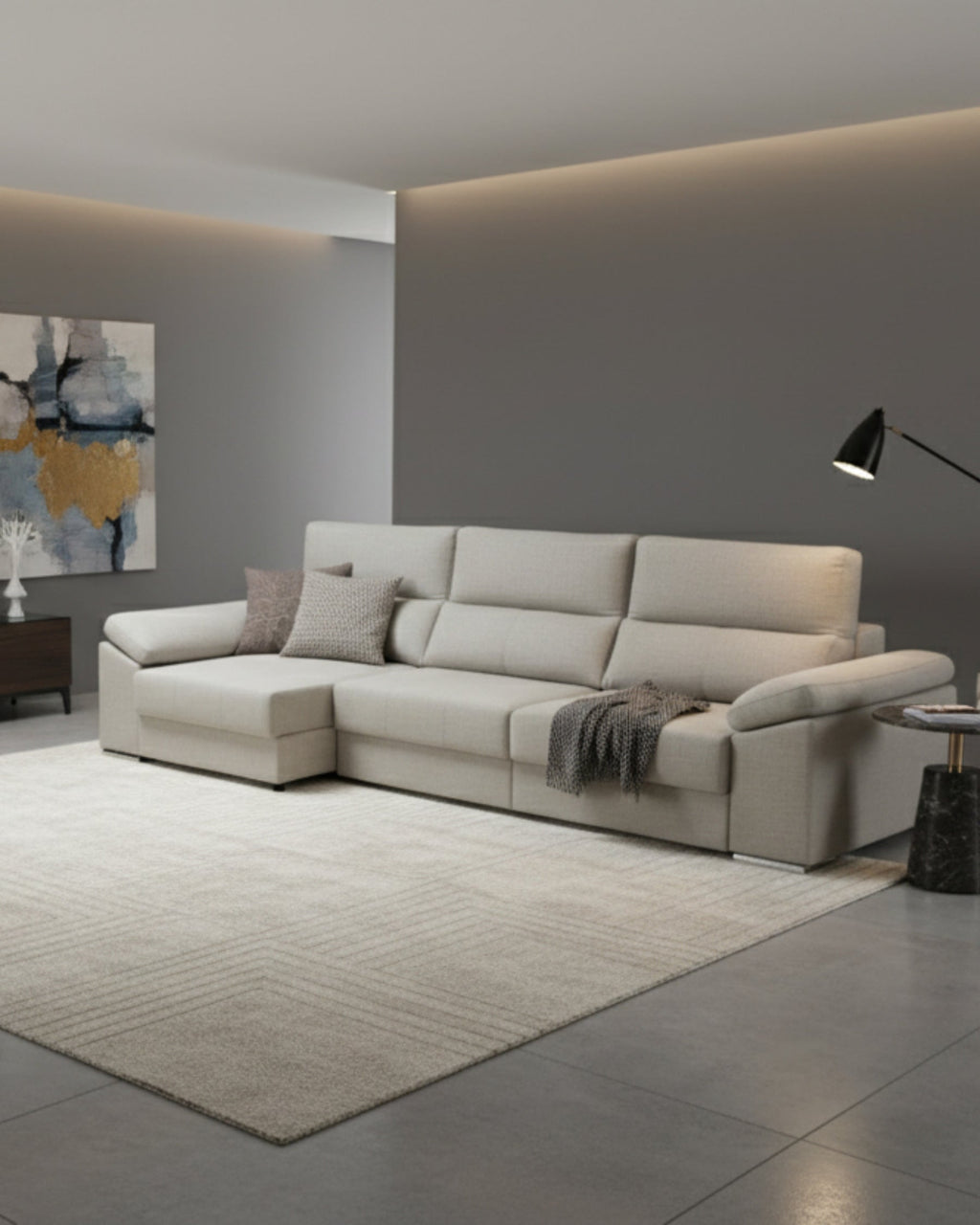 Sofá Chaiselongue Sove Plata