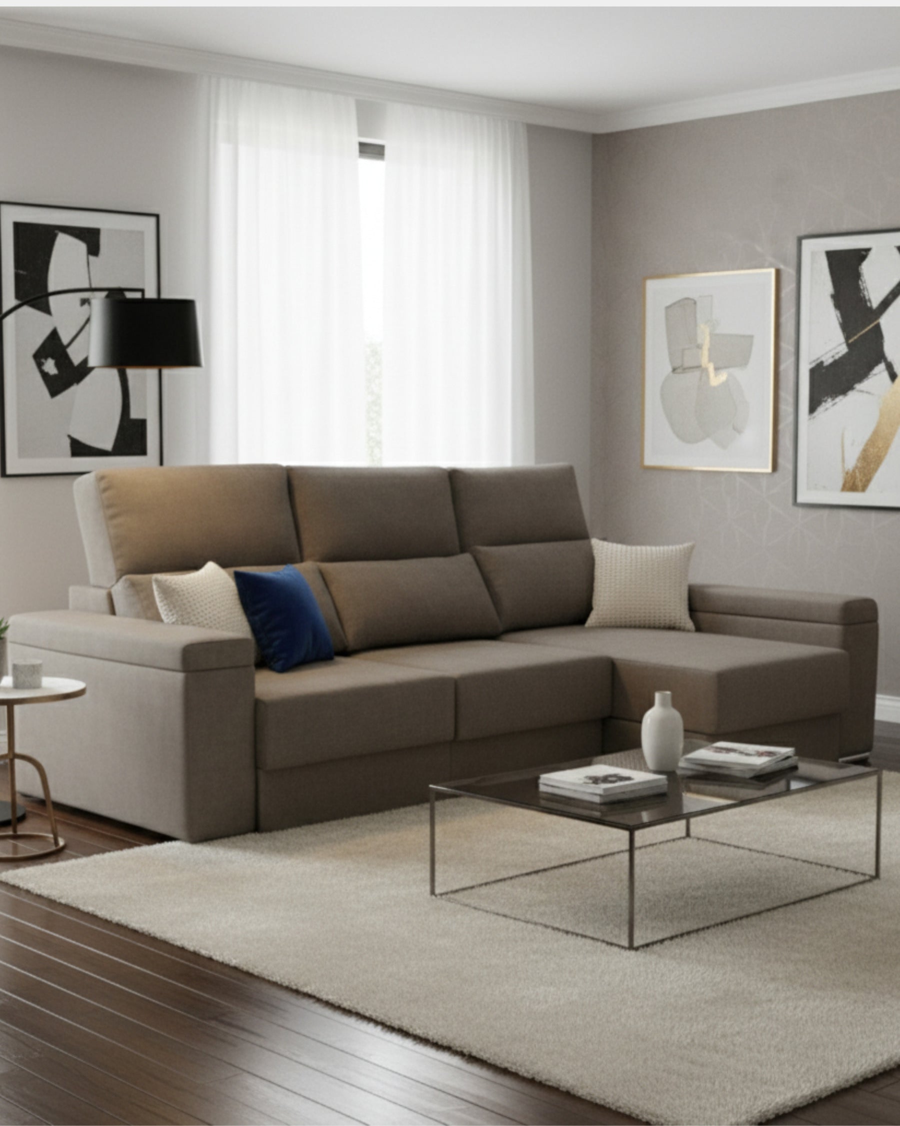 Sofá Chaiselongue Amare Salvador gris